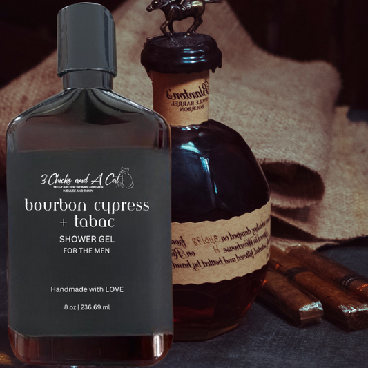 Bourbon Cypress + Tabac Shower Gel w/Activated Charcoal