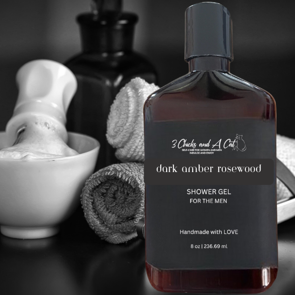 Dark Amber Rosewood Shower Gel w/Activated Charcoal