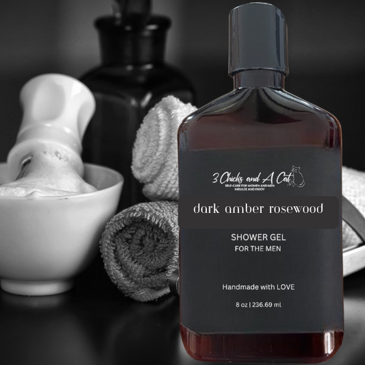 Dark Amber Rosewood Shower Gel w/Activated Charcoal